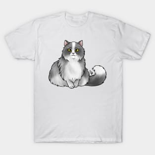 Cat - British Longhair - White and Gray T-Shirt